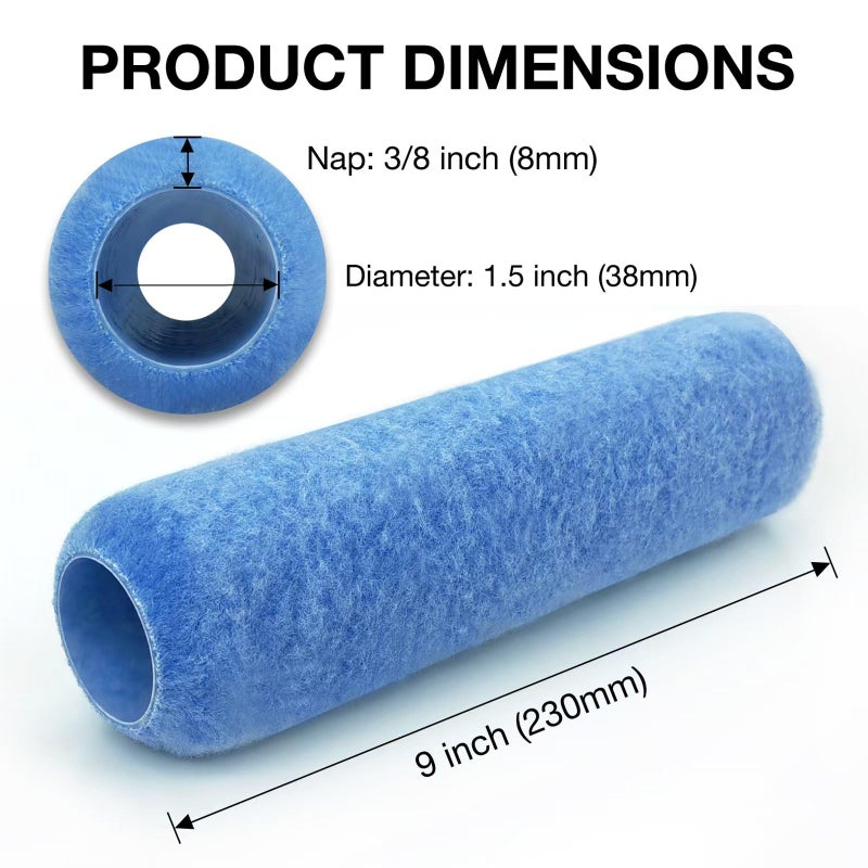 Greatandrew Great Andrew 18 Pack Paint Roller Covers 9 Inch 3/8 Nap, Dense Fibers Large Paint Roller Kit for Painting Textured Smooth Rough Surfaces Walls Floors House - Image 2